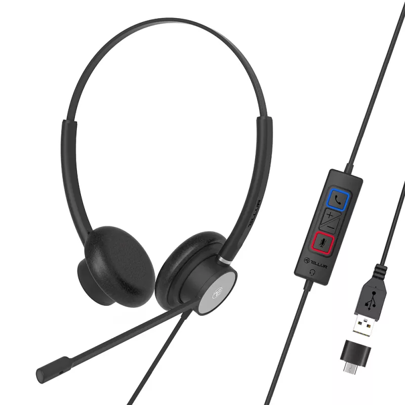 Tellur Voice 320 Kabelgebundenes Headset Binaural Schwarz
