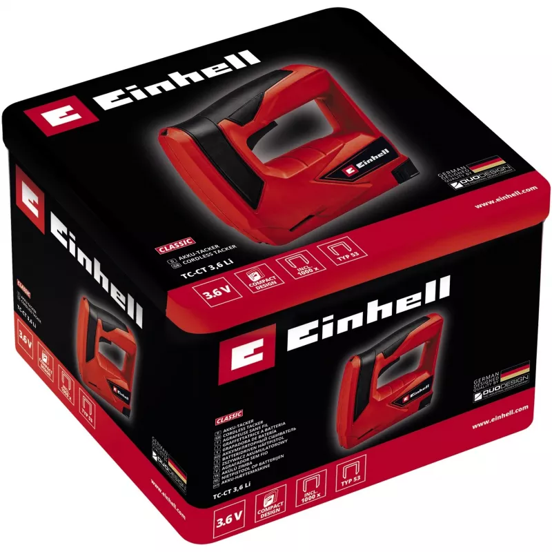 Akku-Tacker TC-CT 3,6 Li, Elektrotacker Rot/Schwarz, Lithium-Ionen-Akku 1,3 Ah