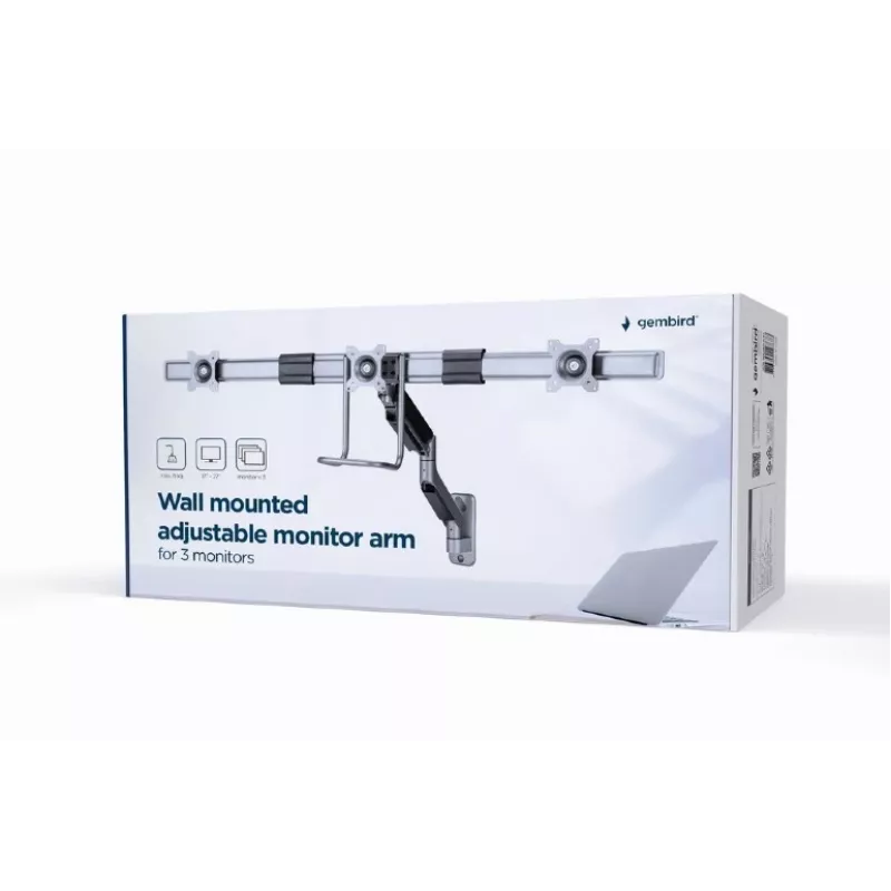 Wandmontierter verstellbarer Monitorarm Gembird MA-WA3-01 für 3 Monitore