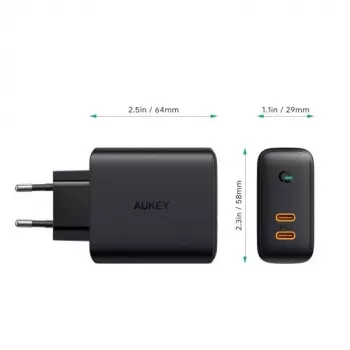 AUKEY PA-D2 Ladegerät für Mobilgeräte 36W Schwarz Innenbereich