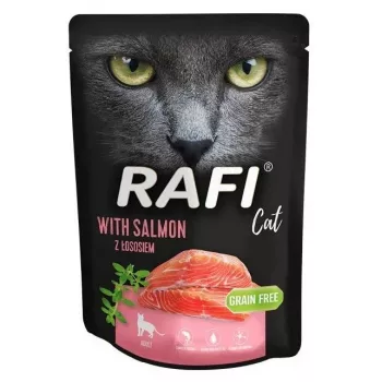 Nassfutter für Katzen Dolina Noteci Rafi Cat mit Lachs 300 g, adulte Katzen, 80 % Feuchtigkeit, 9 % Protein