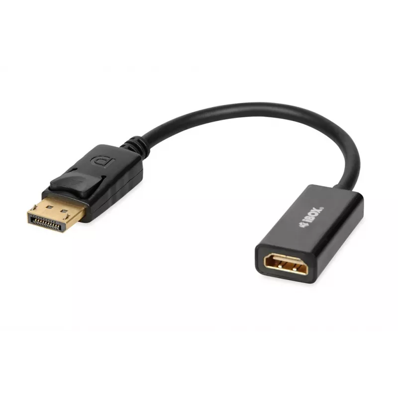 DisplayPort-auf-HDMI-Kabeladapter IBOX iadp4k — DisplayPort (Stecker) auf HDMI (Buchse), gerade Stecker, 4K-Unterstützung, Silber