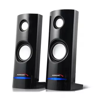 Kabelgebundener 2-Wege-PC-Lautsprecher Audiocore AC860, 2.0 Kanäle, 4 W RMS, USB-Stromversorgung, 3,5 mm Eingang, schwarz