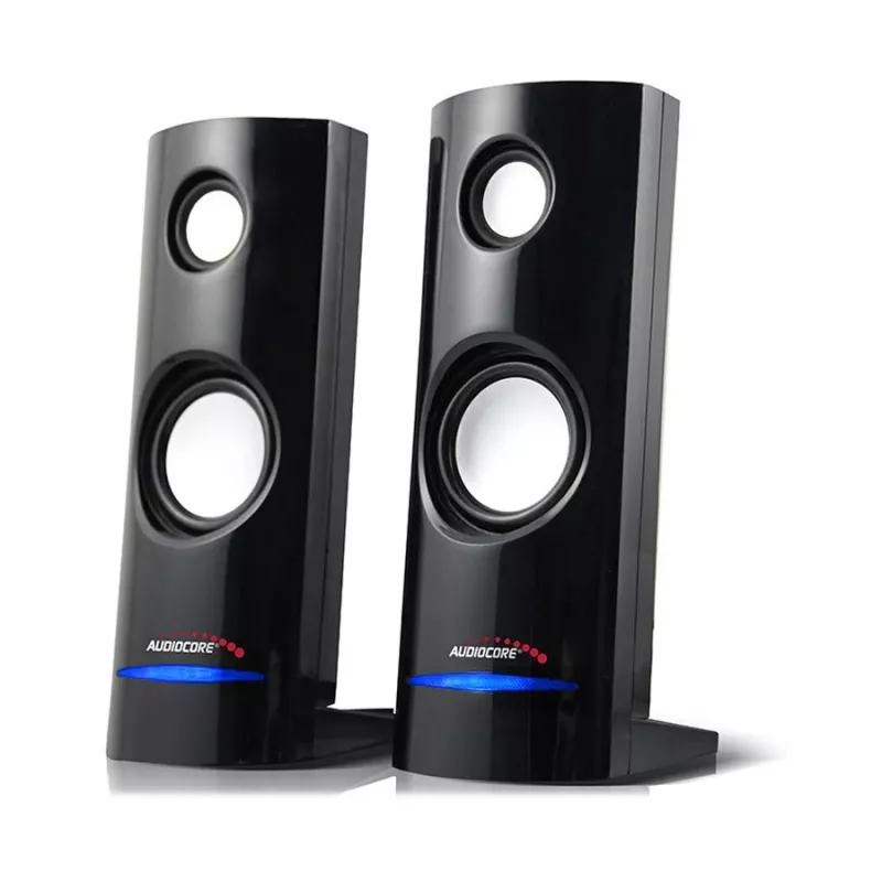 Kabelgebundener 2-Wege-PC-Lautsprecher Audiocore AC860, 2.0 Kanäle, 4 W RMS, USB-Stromversorgung, 3,5 mm Eingang, schwarz