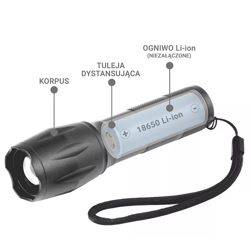 Taschenlampe everActive FL600 — 600 lm, 10 W, Aluminiumgehäuse, IPX4, 130 mm, 3×AAA, rot