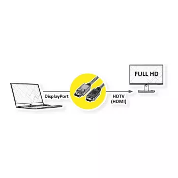 ROLINE Recycled Material Videokabel-Adapter 3 m DisplayPort HDMI Schwarz 11.45.5782