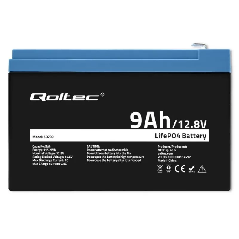 Batterie LiFePO4 Lithium Iron Phosphate 12.8V 9Ah 115.2Wh