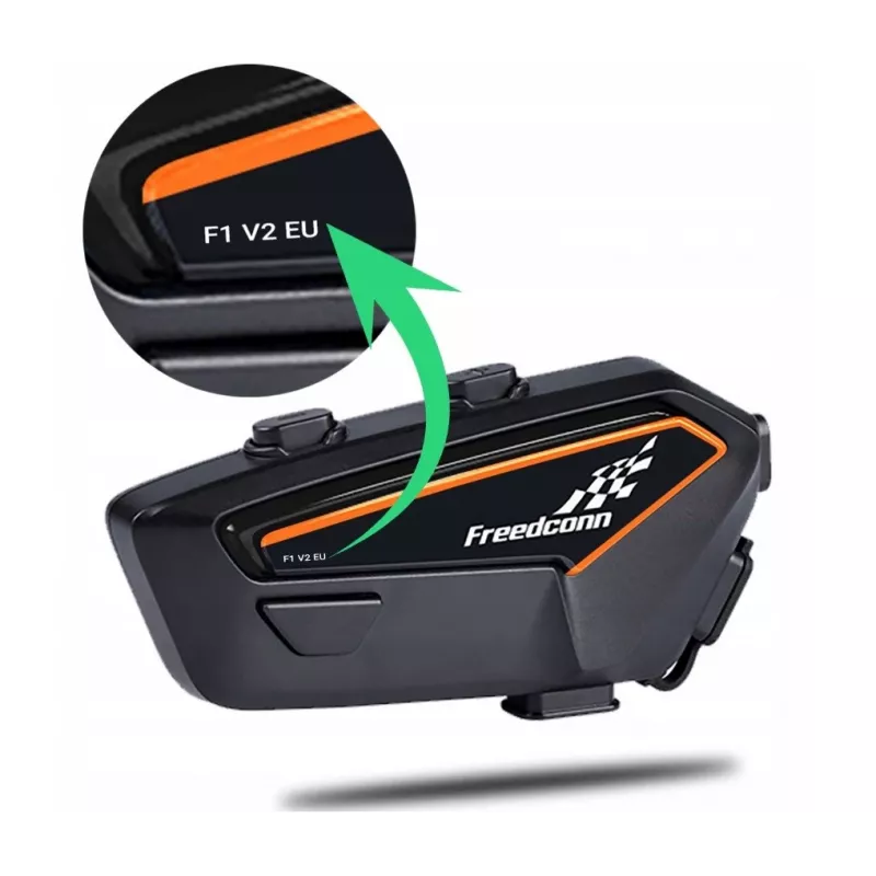 Headset FreedConn F1 V2 EU — Bluetooth 5.2, IP65, 1100-mAh-Akku, bis zu 48 Std. Sprechzeit, UKW-Radio, Mikrofon, Clip