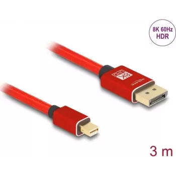 DeLOCK Mini DisplayPort zu DisplayPort Kabel 8K 60 Hz 3 m rot Metall