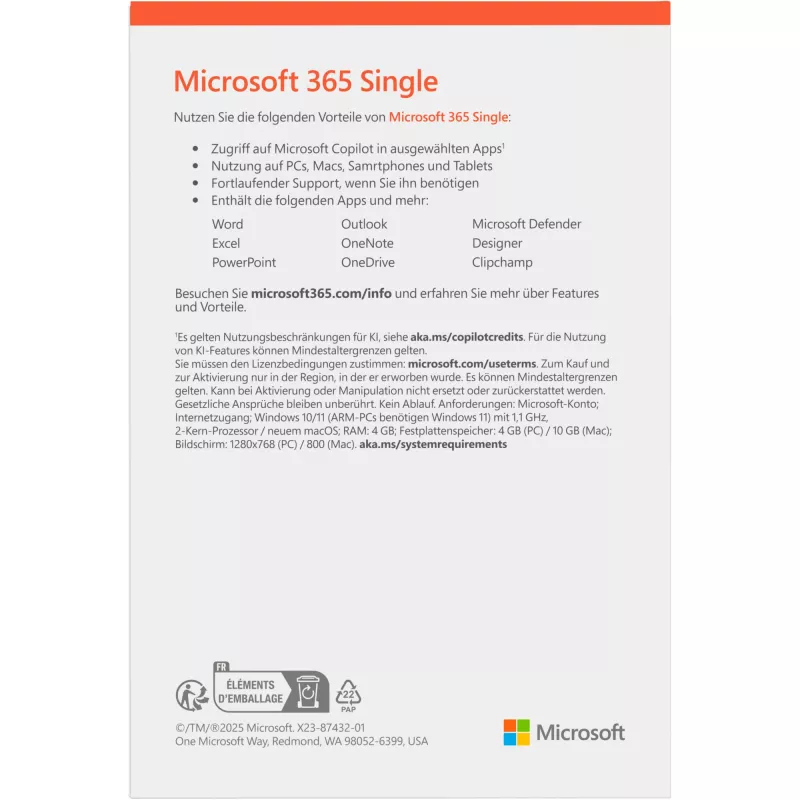 Microsoft 365 Personal [DE] 1J Abo. Medienlos FY25H2 nur für Windows >10 / MacOS