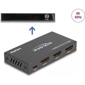 DeLOCK HDMI Switch 2 x HDMI-Eingang auf 1 x HDMI-Ausgang 8K 60 Hz Schwarz