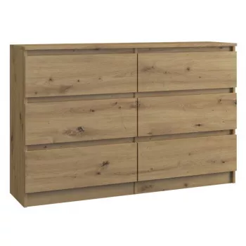 Top e shop M6 120 ARTISAN Kommode, Eichen-Optik, 6 Schubladen, 1200×300×770 mm