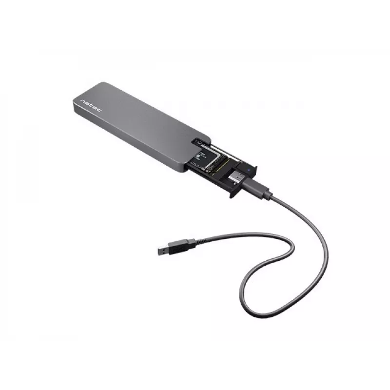 SSD-Gehäuse NATEC Rhino M.2 NVMe Schwarz 2 TB USB Type-C, M.2 NVMe, USB 3.2 Gen 2, unterstützt 30 mm