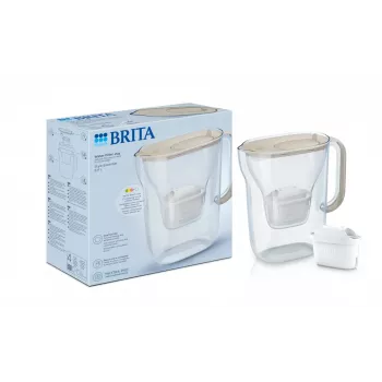 Wasserfilterkrug BRITA Style Essential Kanne, 2,4 l Tank (1,4 l gefiltert), MAXTRA, Klappdeckel, Sand
