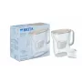 Wasserfilterkrug BRITA Style Essential Kanne, 2,4 l Tank (1,4 l gefiltert), MAXTRA, Klappdeckel, Sand