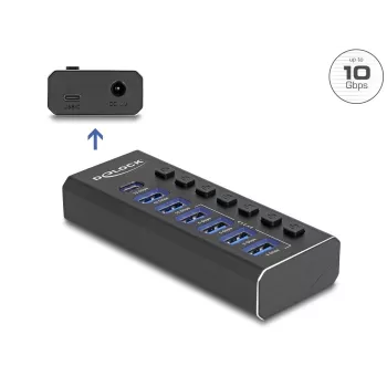 DeLOCK 64326 Interface Hub USB 3.2 Gen 2 (3.1 Gen 2) Type-C 10000 Mbit/s Schwarz