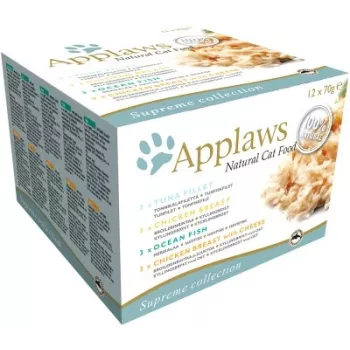 APPLAWS Sortiments-Multipack in Brühe - Nassfutter für Katzen - 12x70g