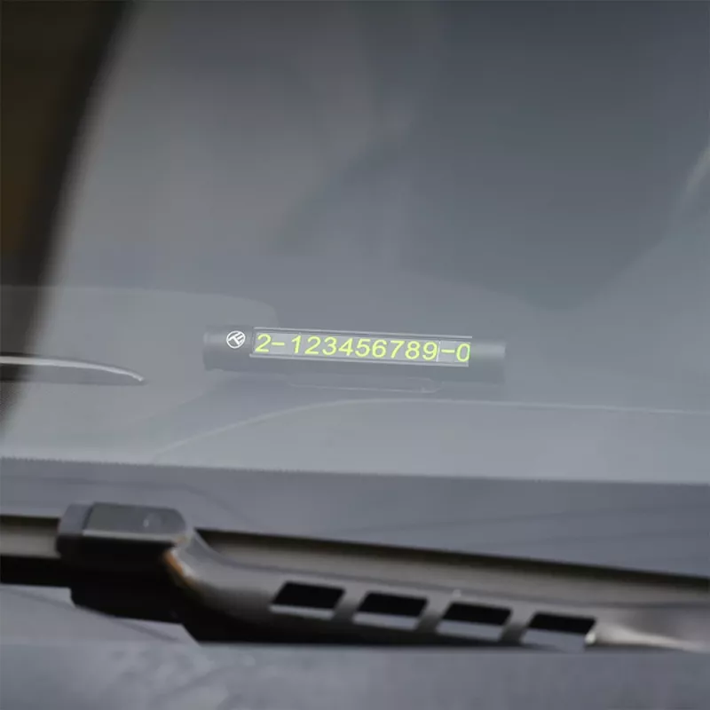 Temporäre Parkkarte Tellur TLL171251 – metallic-schwarz, zeigt zwei Telefonnummern an