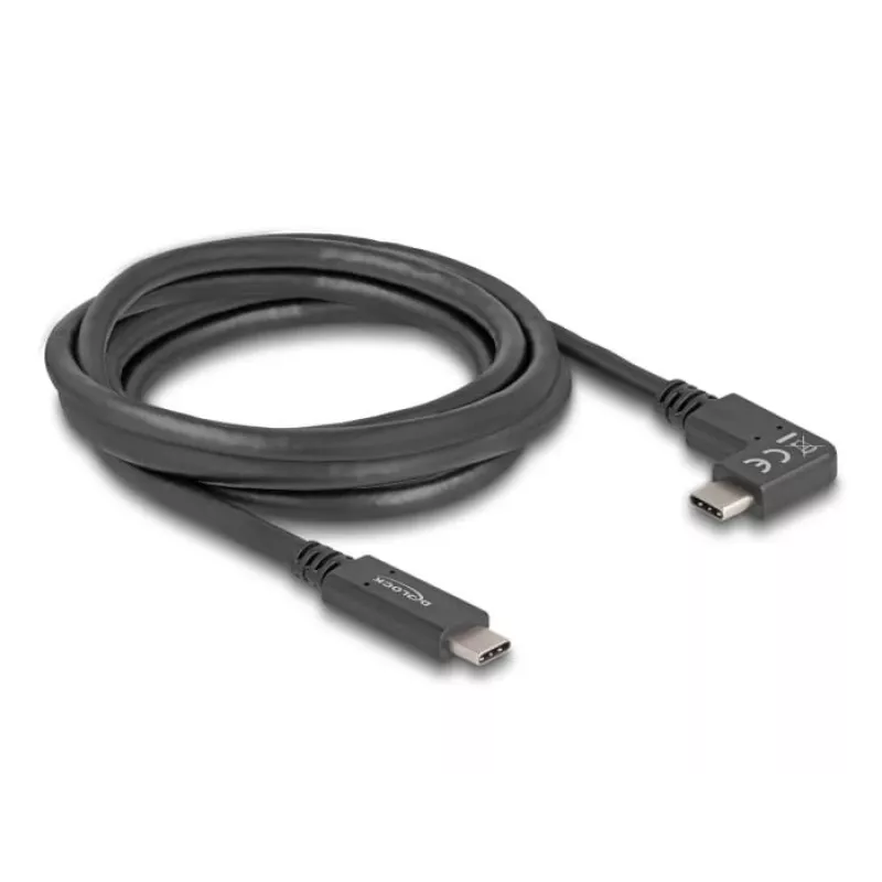 DeLOCK USB-Kabel USB Typ-C Stecker auf USB Typ-C Stecker abgewinkelt 2 m 5 Gbit/s 4K PD 60 W