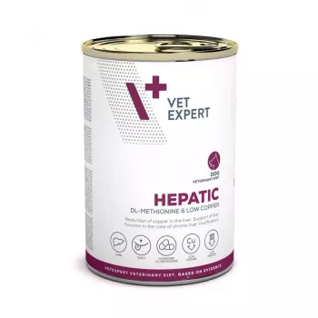 Nassfutter für Hunde VETEXPERT Veterinary Diet Hepatic für Hunde, 400 g, Leberunterstützung, Fleischgeschmack