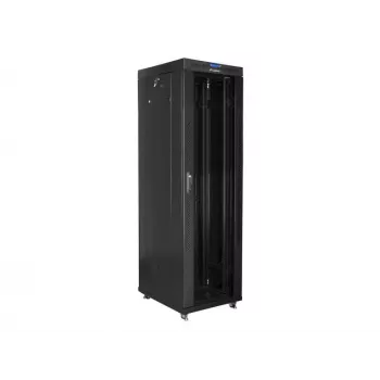 Freistehender Rack-Schrank LANBERG 42U FF01-6842-12BL 600×800×2127,5 mm, 1200 kg, IP20, Schlüsselschloss, Rollen