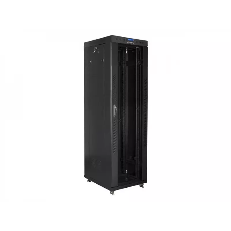 Freistehender Rack-Schrank LANBERG 42U FF01-6842-12BL 600×800×2127,5 mm, 1200 kg, IP20, Schlüsselschloss, Rollen