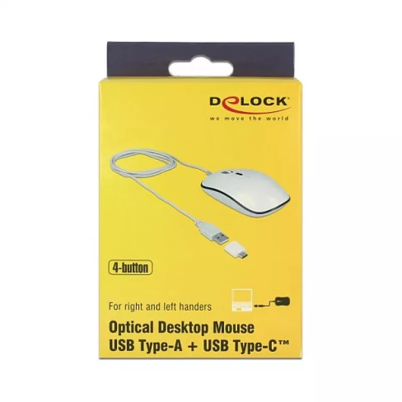 Maus DeLOCK 12532 Office beidhändig USB Type-A optisch 3200 DPI