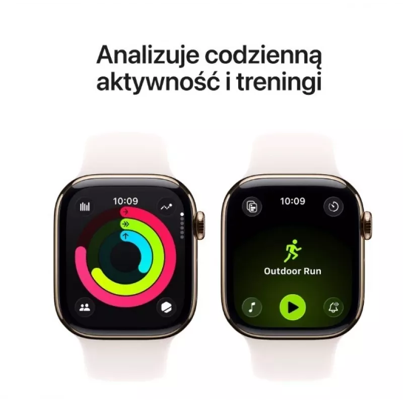Apple Watch Series 11 GPS + Cellular 46mm Gold-Titan-Gehäuse mit hellroséfarbenem Sportarmband S/M