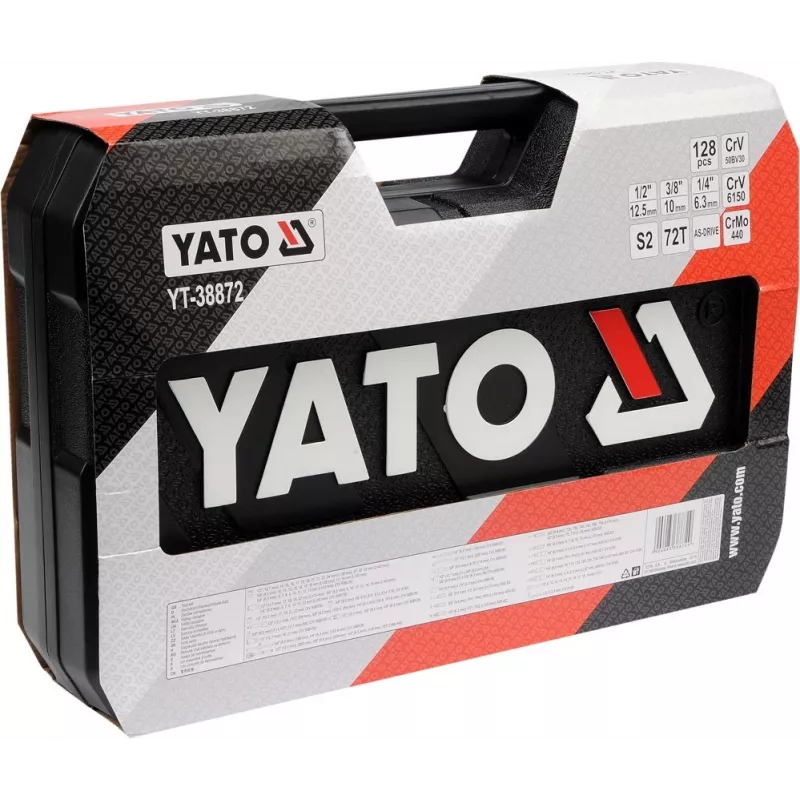 YATO SCHRAUBEN- UND STECKSCHLÜSSELSATZ 1/4, 3/8, 1/2 128-teilig 38872