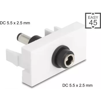 DC-Stromverlängerungsmodul DELOCK Easy 45 — Buchse DC 5,5×2,5 mm auf Stecker DC 5,5×2,5 mm — Modell 90865