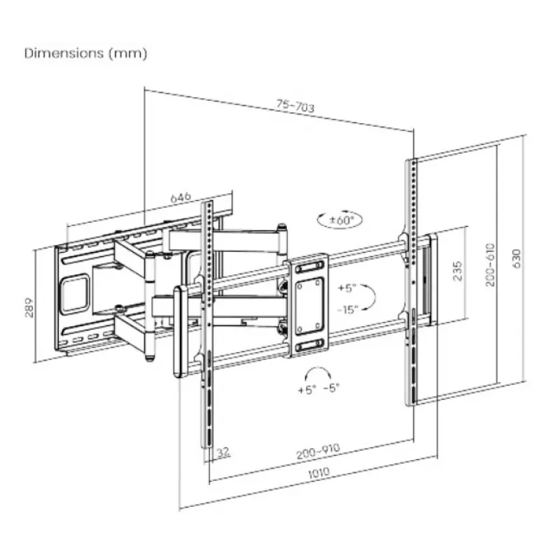 Gembird WM-120 pc(s)-01 TV-Halterung/Ständer 3,05 m (120) Schwarz