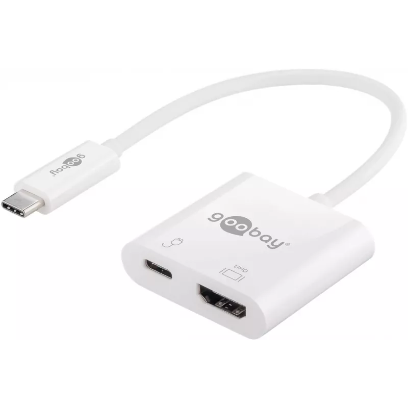 Goobay USB-C™ Multiport Adapter HDMI, Weiß, 0,145 m - erweitert ein USB-C™ Gerät um einen HDMI™ Anschluss (62110)