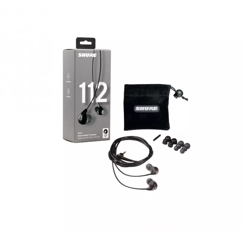 Shure SE112-GR Kabelgebundene In-Ear-Kopfhörer für Anrufe/Musik, Schwarz, Grau