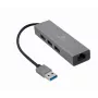 Gembird A-AMU3-LAN-01 USB-A-auf-Gigabit-LAN-Adapter mit 3-Port-USB-3.0-Hub, Schwarz