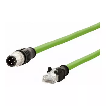 METZ CONNECT - Netzwerkkabel - M12 (4-polig) (B) auf RJ-45 (S) - 5,0 m - 6,5 mm - SF/FTP - CAT 5e - halogenfrei, rastnasenfrei, Litze, Zugkette, D-kodiert - Grün (142M1D15050)