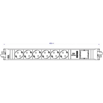 Bachmann STEP ALU Steckdosenleiste, 6x Schuko + 1x USB-Charger, Aluminium