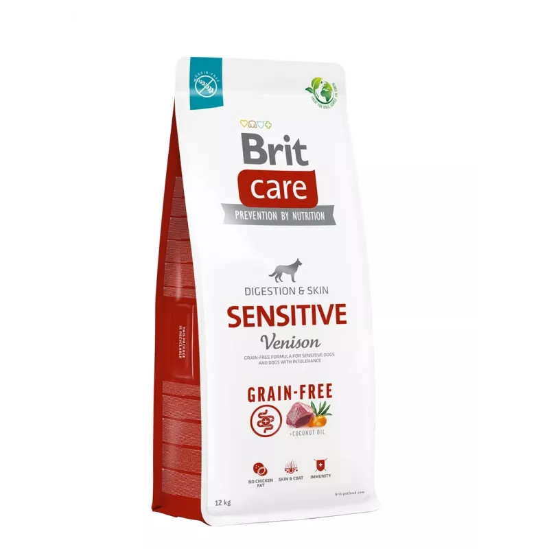 Trockenfutter für Hunde Brit Care Grain-Free Sensitive 12 kg — Kartoffel & Hirsch, Ausgewachsene Hunde, Empfindlicher Magen, Gluten- und laktosefrei