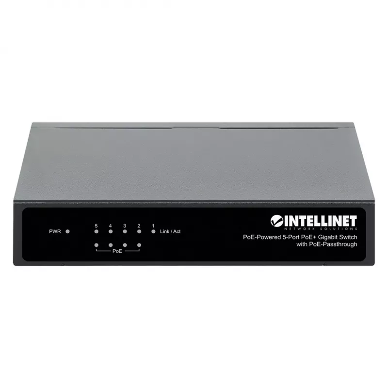 Gigabit 5xPoE Passthrough Switch, betrieben über PoE oder AC, 68W