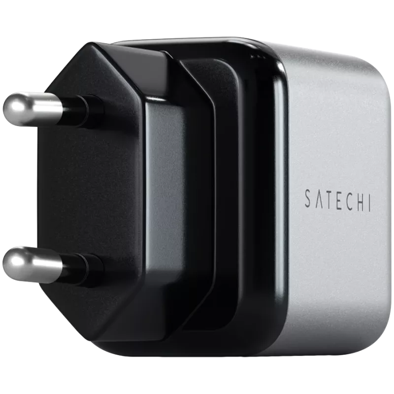 Ladegerät für Mobilgeräte Satechi ST-UC30WCM-EU — Universelles AC-Ladegerät für den Innenbereich mit 1× USB-C, Schwarz/Silber