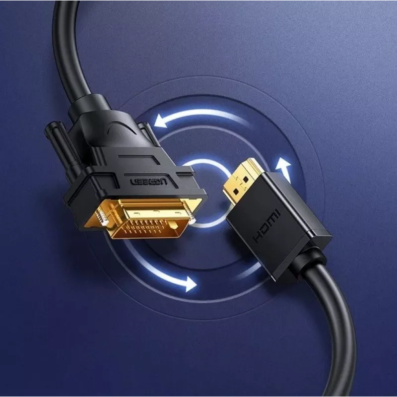 UGREEN DVI-zu-HDMI-Adapterkabel HD106 — DVI (Stecker) auf HDMI (Stecker), 1,5 m, FHD 1080p / 3840×2160