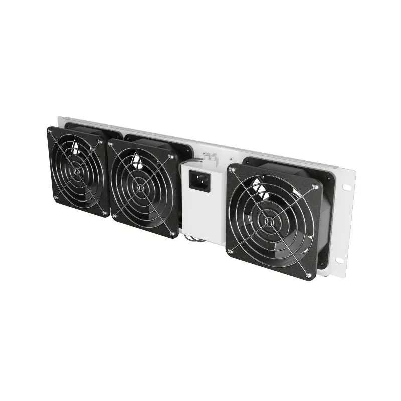 Vertikale Lüftungsblende 19 Zoll für Rack-Schrank, 3 Lüfter, 230 V, grau