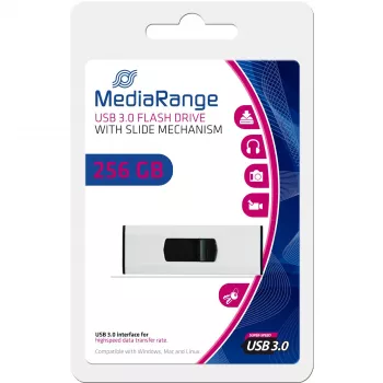 MediaRange - USB-Flash-Laufwerk - 256 GB - USB 3.0 - Schwarz, Silber (MR919)