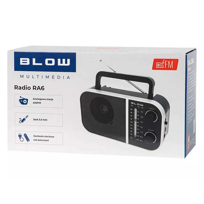 Tragbares Analogradio BLOW RA6 AM/FM – batteriebetriebener AM- und FM-Empfang, Kopfhöreranschluss