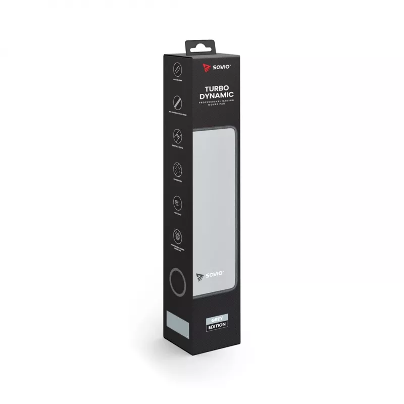 Gaming-Mauspad SAVIO Turbo Dynamic XL — Grau, 900×400 mm, 3 mm dick, genähte rutschfeste Stoffoberfläche