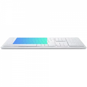 Kabellose Tastatur CLEVETURA CLVX 1 Touch-On-Keys AI — ANSI US Mac-Layout, Scissor-Switches, Aluminiumgehäuse, interaktives RGB