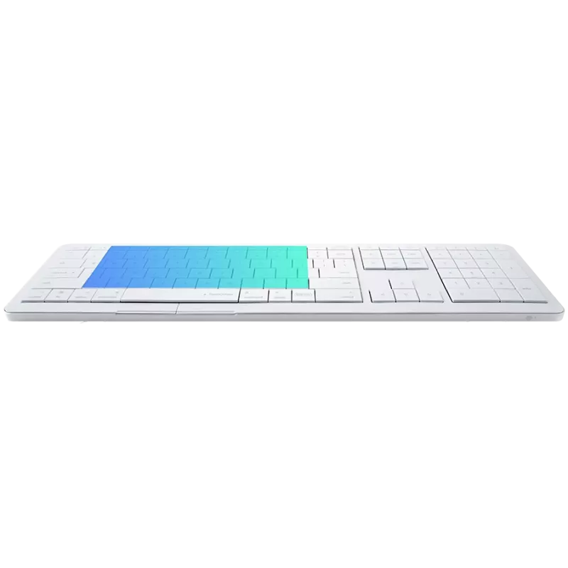 Kabellose Tastatur CLEVETURA CLVX 1 Touch-On-Keys AI — ANSI US Mac-Layout, Scissor-Switches, Aluminiumgehäuse, interaktives RGB