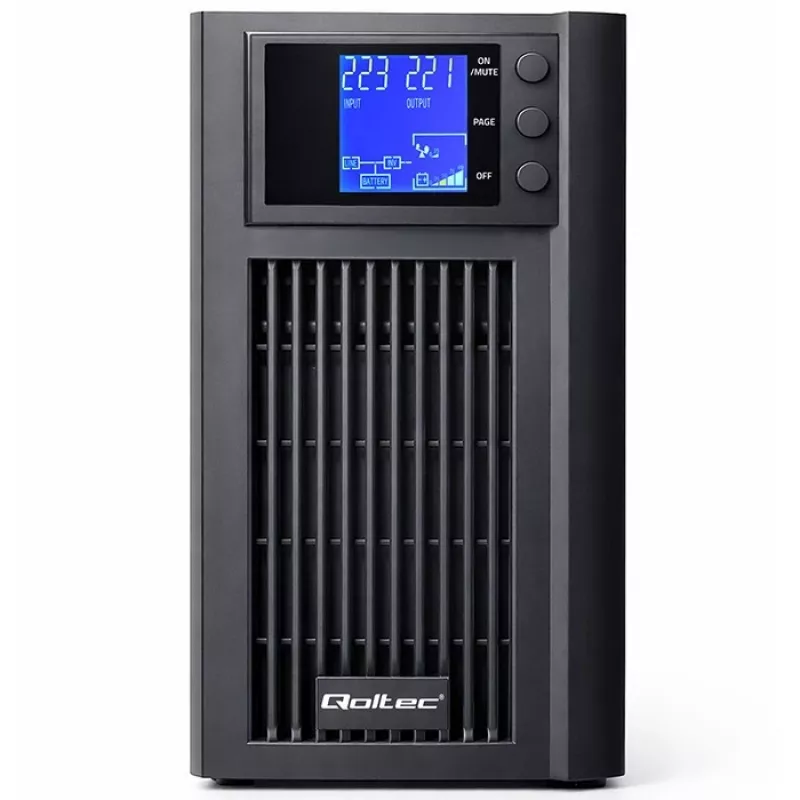 UPS QOLTEC Pure Sine Wave 2kVA 1600W mit AVR und LCD-Display