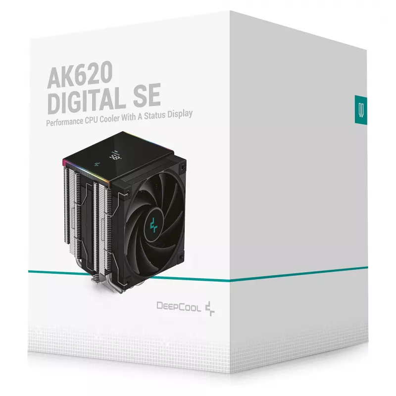 CPU-Luftkühler DeepCool AK620 Digital SE, Dual-Tower, 6x Ø6mm Heatpipes, 2x 120mm PWM-Lüfter, RGB, Höhe 161 mm