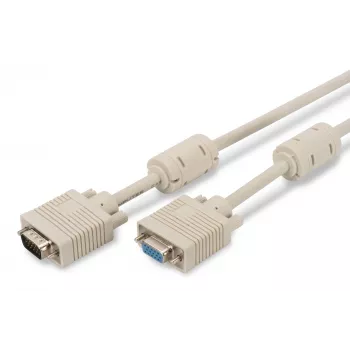 VGA-Monitorverlängerungskabel DIGITUS AK-310203-030-E — 3 m, VGA (D-Sub) auf VGA (D-Sub), 3Koax+7-Ader, Beige