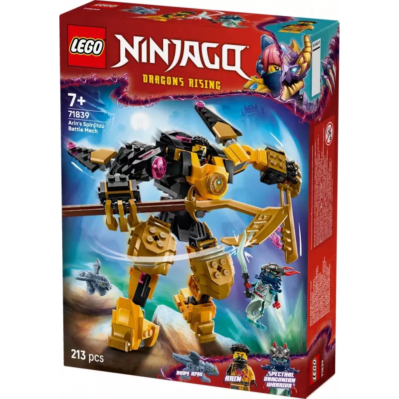 LEGO Bauset NINJAGO 71839 Arins Spinjitzu Kampf-Mech, 213 Teile, 2 Minifiguren, Höhe 160 mm